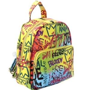Faux Leather Graffiti Backpack